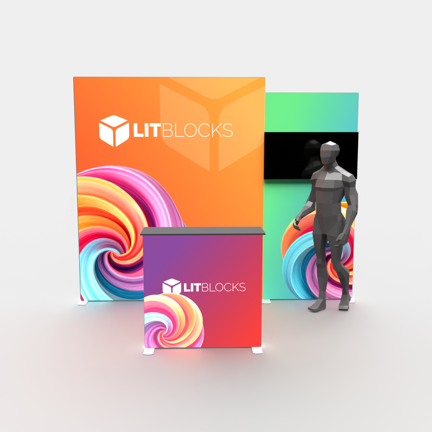 SEGO LitBlocks - 10ft X 7.8ft Offset Lightbox with TV Mount