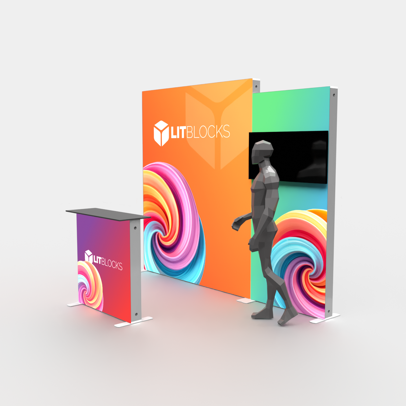 SEGO LitBlocks - 10ft X 7.8ft Offset Lightbox with TV Mount