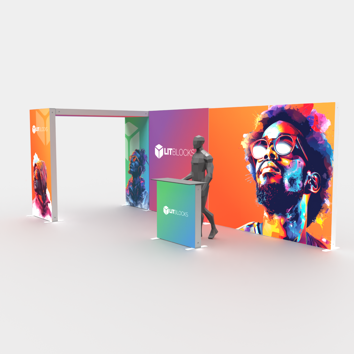 SEGO LitBlocks - 20ft x 7.4ft Bridge with Counter Lightbox Display