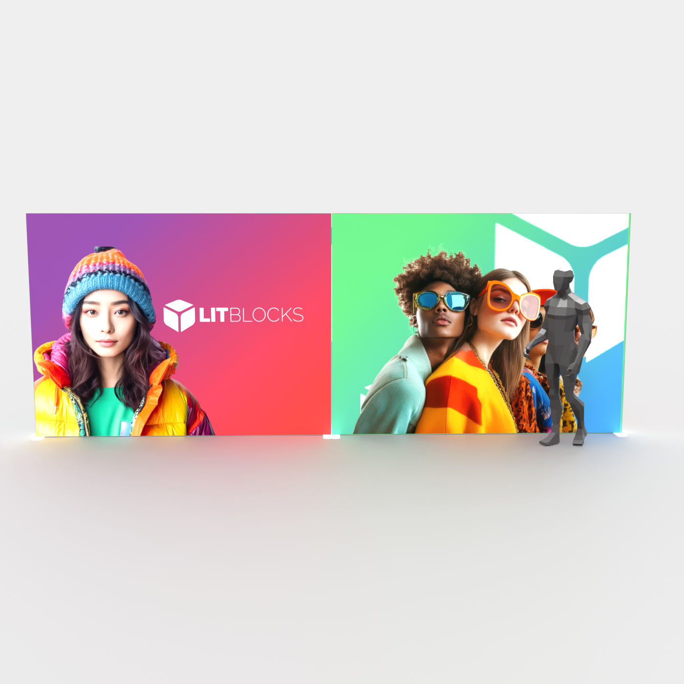 SEGO LitBlocks - 20ft x 7.4ft Split Double-Sided Lightbox Display