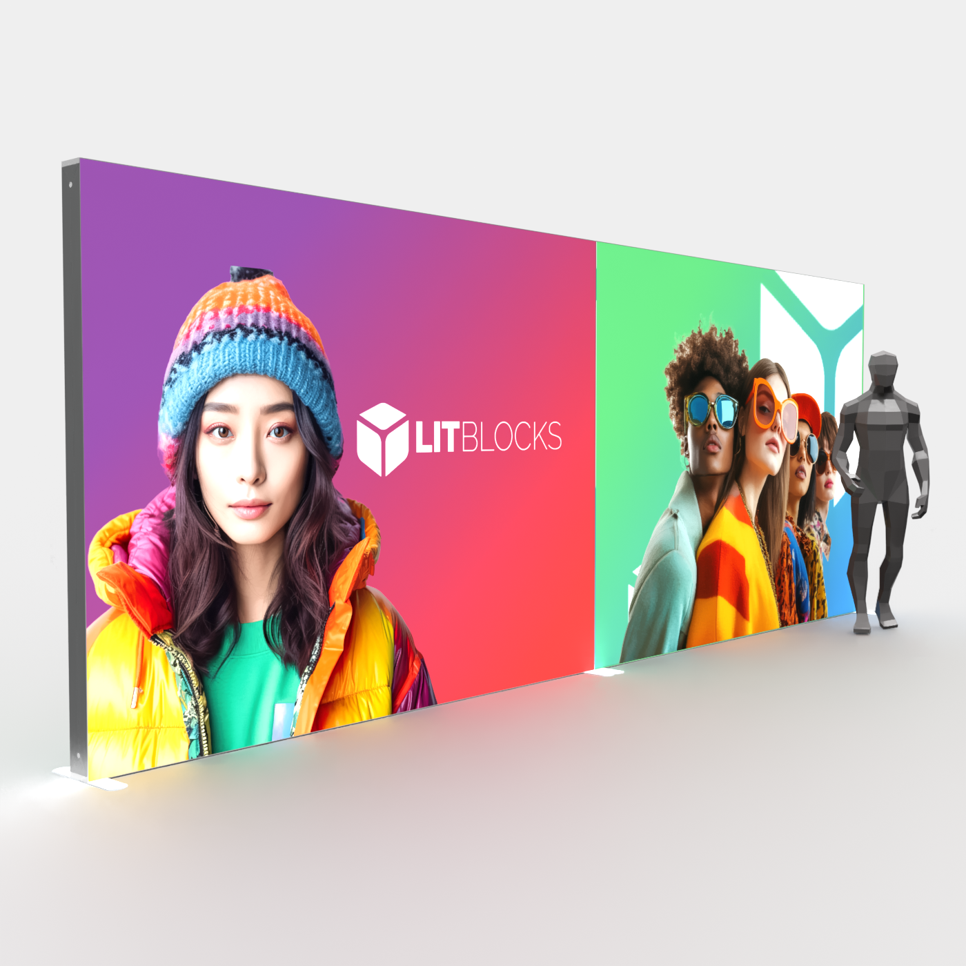 SEGO LitBlocks - 20ft x 7.4ft Split Double-Sided Lightbox Display