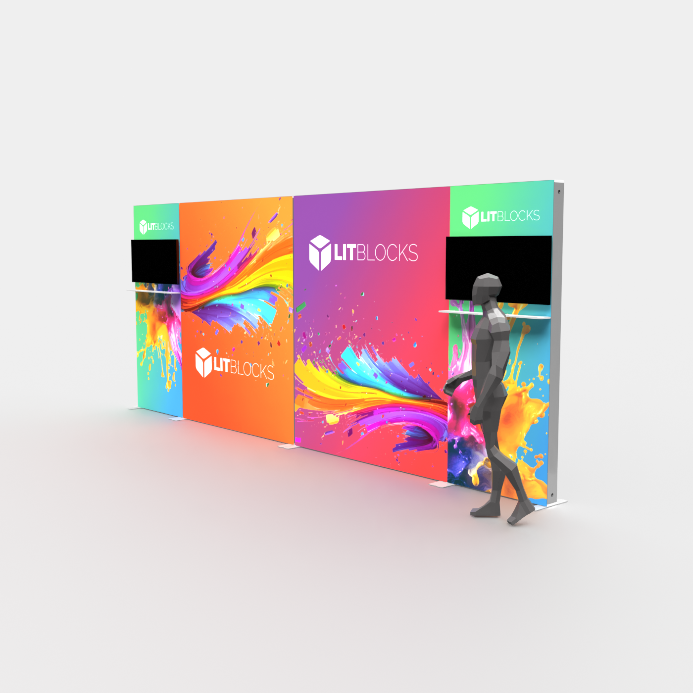 SEGO LitBlocks - 20ft X 7.4ft Lightbox Display with TV Mounts