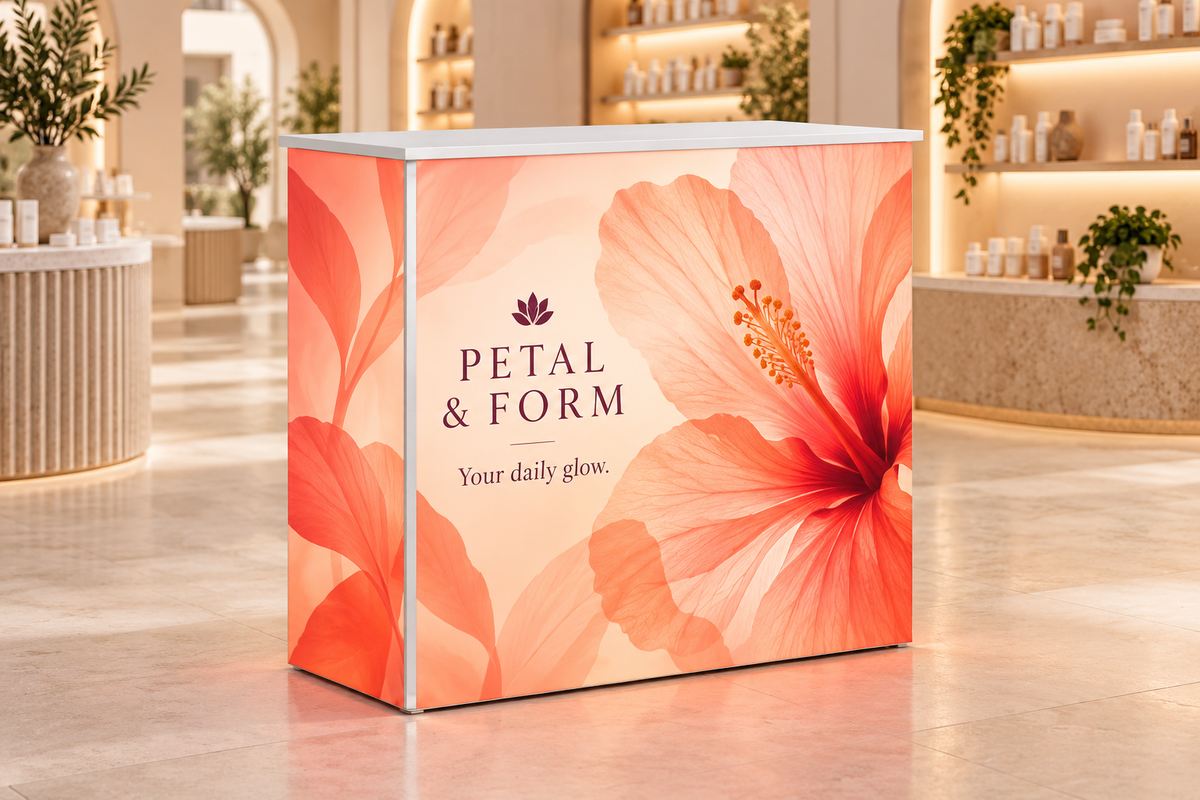 A luminous retail sampling counter