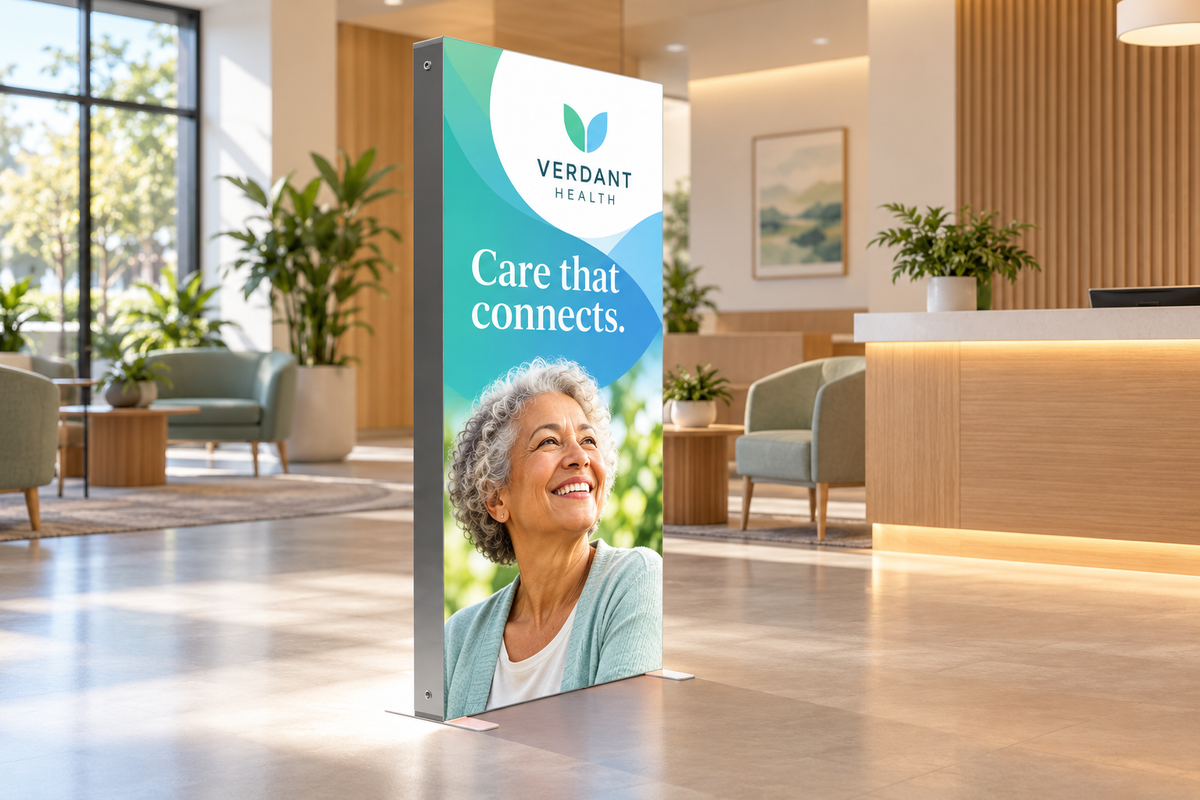A welcoming message in the lobby